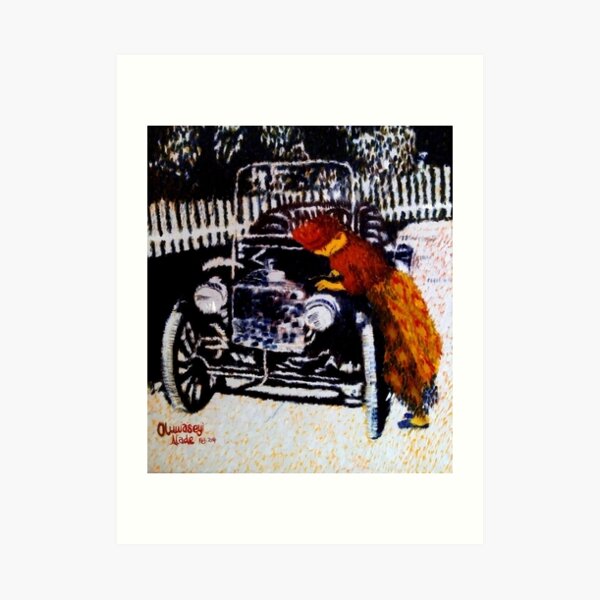 Iya Ojo cranks up her model T-Ford Art Print