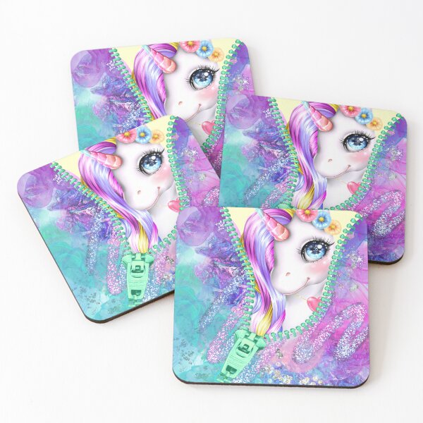 Item preview, Unicorn Rainbow Glam Pastel White Unicorn Peek-A-Boo Zipper designed and sold by ChicoryJunction.