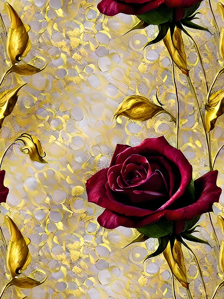 Thumbnail 3 of 3, Scarf, Red Roses designed and sold by Poetic Patterns Studio.