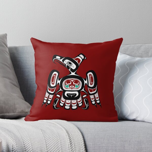 Northwest Pacific coast Kaigani Thunderbird Throw Pillow