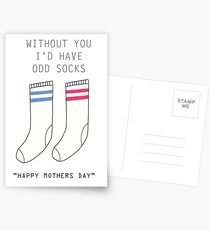 Happy mothers day - without you i'd have odd socks Postcards