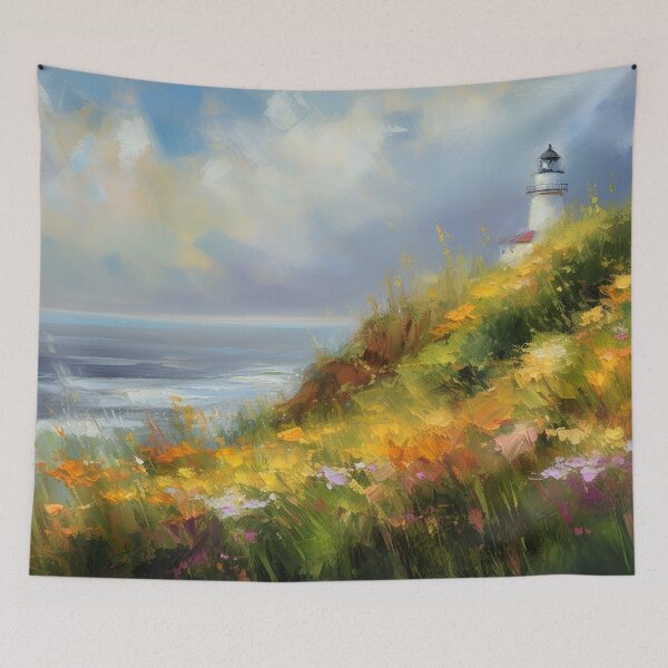 Item preview, Lighthouse coastal summer scene  designed and sold by Red Witch Art.