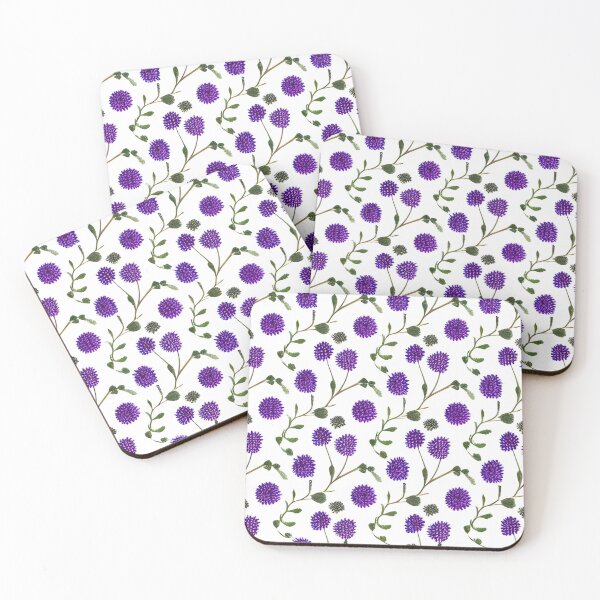 Item preview, Abstract Purple Flowers on White designed and sold by calibrit.