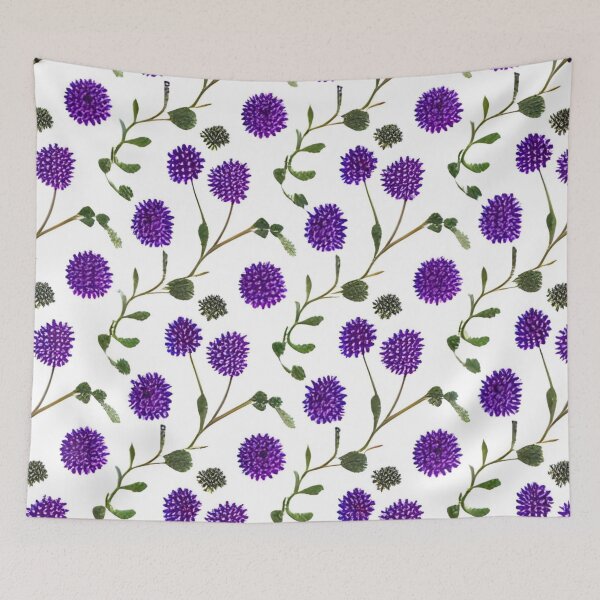 Item preview, Abstract Purple Flowers on White designed and sold by calibrit.