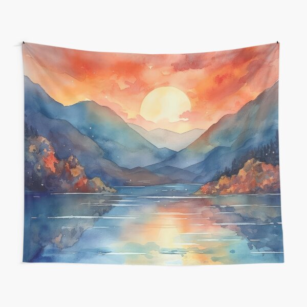 Cartoon Mountain Peak Sunrise Tapestry Wall Hanging Kawaii - Temu Australia