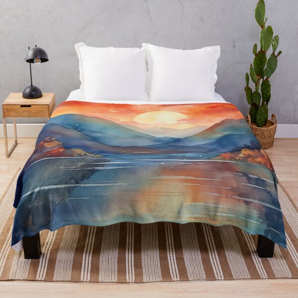 Item preview, Mountain Beautiful Sunset Art Abstract Drawing Sunrise Lake designed and sold by Aurora Hues.