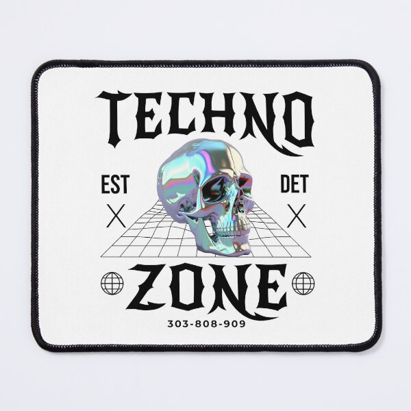 Item preview, TECHNO - Techno Zone Skull (Black) designed and sold by Discothreadz.