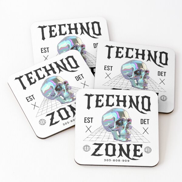Item preview, TECHNO  - Techno Zone Skull (Black)  designed and sold by Discothreadz.