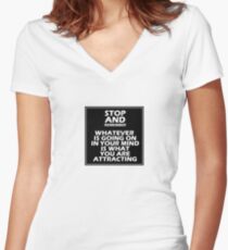 Stop and Remember Women's Fitted V-Neck T-Shirt