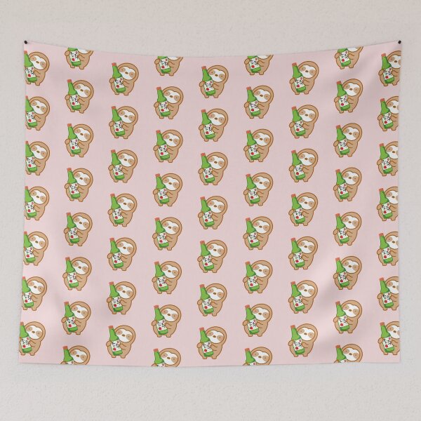 Item preview, Cute Korean Strawberry Soju Sloth designed and sold by theslothinme.