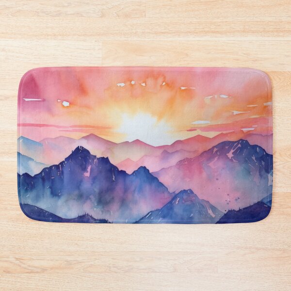 Item preview, Mountain Beautiful Sunset Art Abstract Lake Sunrise Watercolor Painting  designed and sold by Aurora Hues.