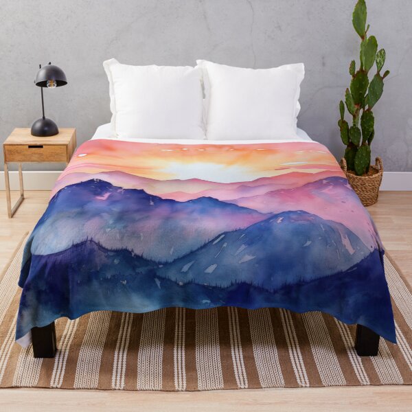 Item preview, Mountain Beautiful Sunset Art Abstract Lake Sunrise Watercolor Painting  designed and sold by Aurora Hues.