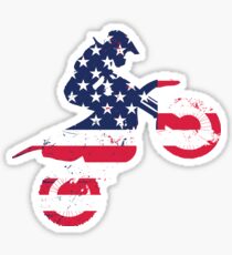 Dirtbike Flag gift for America Lovers Sticker