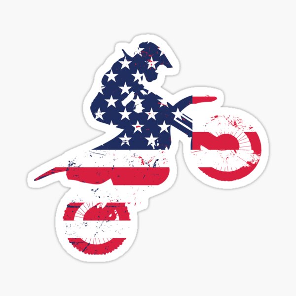 Dirtbike Flag gift for America Lovers Sticker