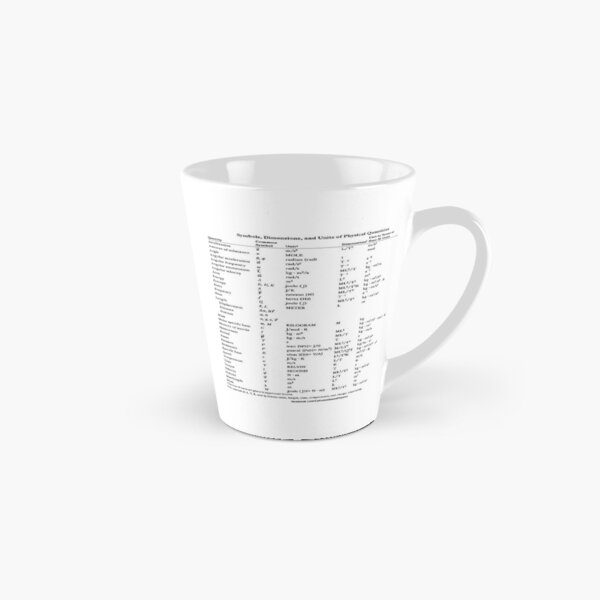 Symbols, Dimensions, and Units of Physical Quantities #Symbols #Dimensions #Units #Physical #Quantities #PhysicalQuantities #Symbol #Dimension #Unit #Quantity #PhysicalQuantity #Physics #dimension #SI Tall Mug