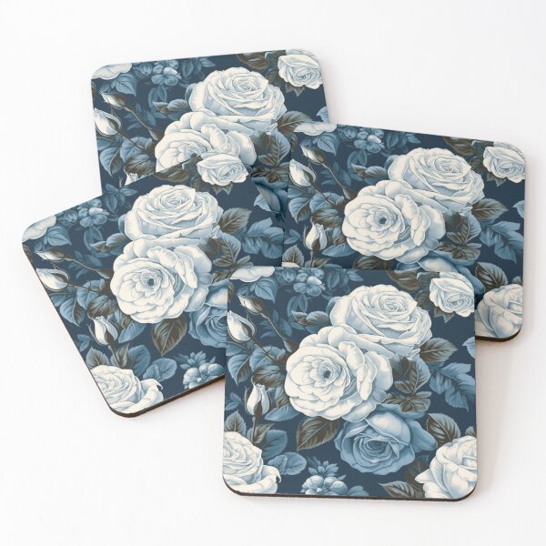 Item preview, Seamless blue and white rose  designed and sold by IvyoraStudio.