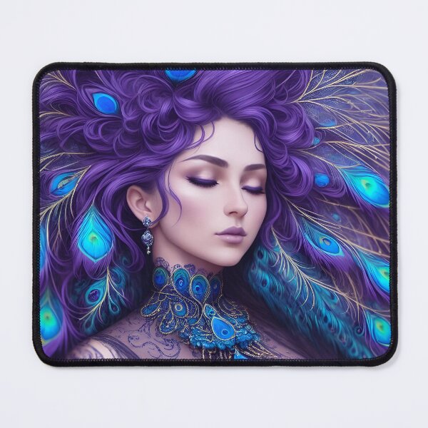 Item preview, Fantasy Purple Peacock Goddess Hera Art, Vibrant Colors designed and sold by mysticsubs.