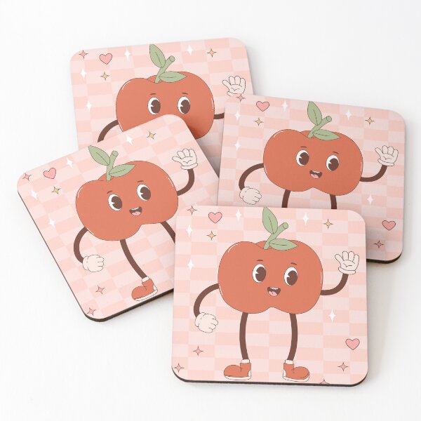 Item preview, retro happy apple mascot - pastel designed and sold by Spitfire July Doodles.