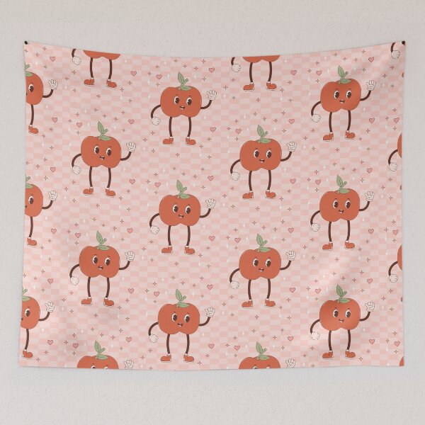 Item preview, retro happy apple mascot - pastel designed and sold by Spitfire July Doodles.