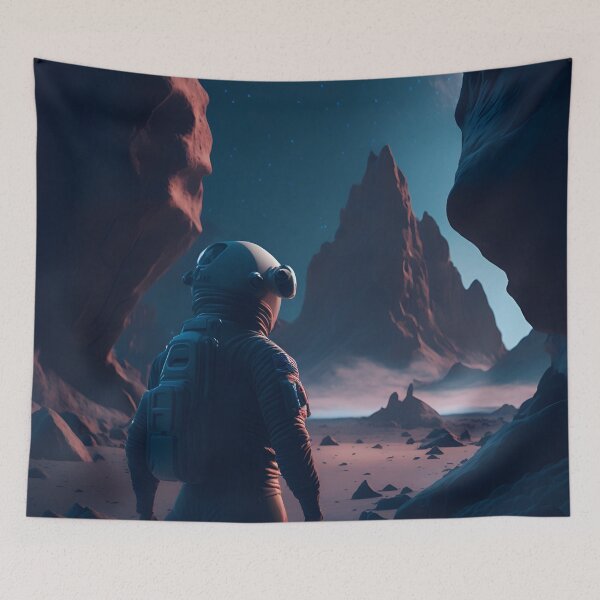 Item preview, Astronaut Looking At Massive Rock Mountain Facing The Unknown - Astronaut designed and sold by internlvisions.