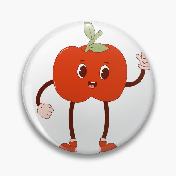Item preview, retro happy apple mascot designed and sold by Spitfire July Doodles.