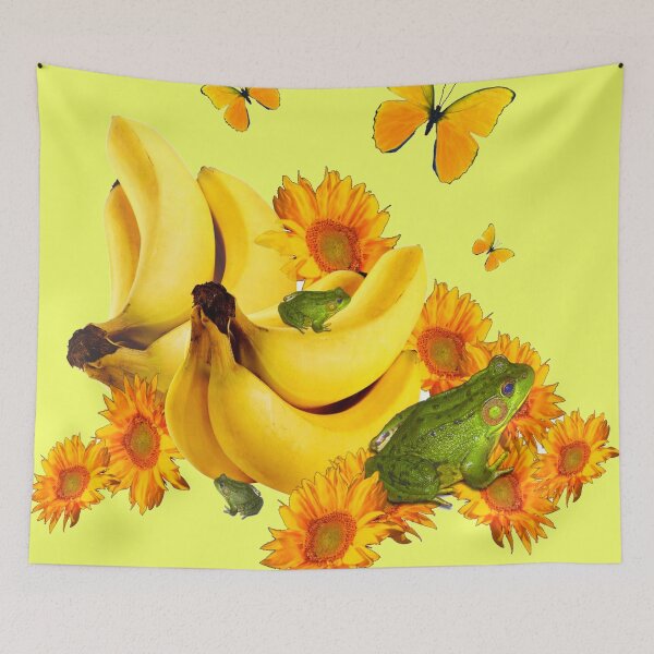 Item preview, YELLOW BANANAS GREEN FROGS BUTTERFLIES   designed and sold by sharlesart.