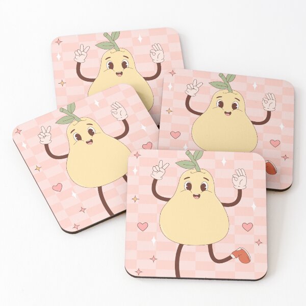 Item preview, Retro happy Pear mascot - pastel designed and sold by Spitfire July Doodles.