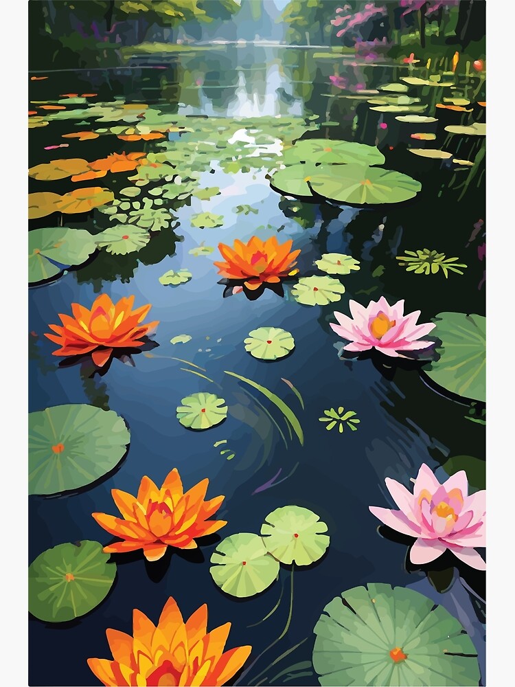 Discover Waterlily Pond Premium Matte Vertical Poster