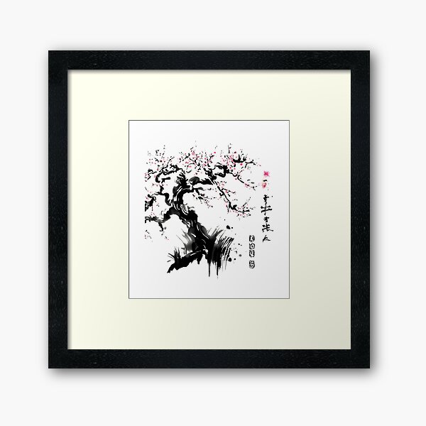 Aperçu de l'œuvre Fleur de sakura en bambou avec encre japonaise créée et vendue par goodday Japan.