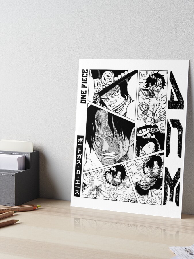 Ace - One Piece Manga Panel black version Art Board Print for Sale by  Geonime