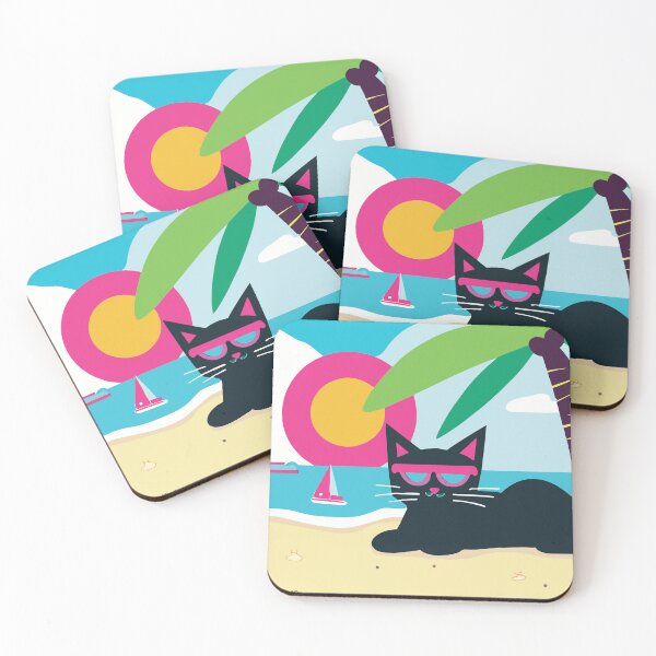 Item preview, Black cat on the beach designed and sold by MoreofSea.