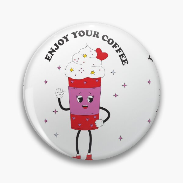 Item preview, Retro happy Coffee Cup with whip mascot - Bright designed and sold by Spitfire July Doodles.
