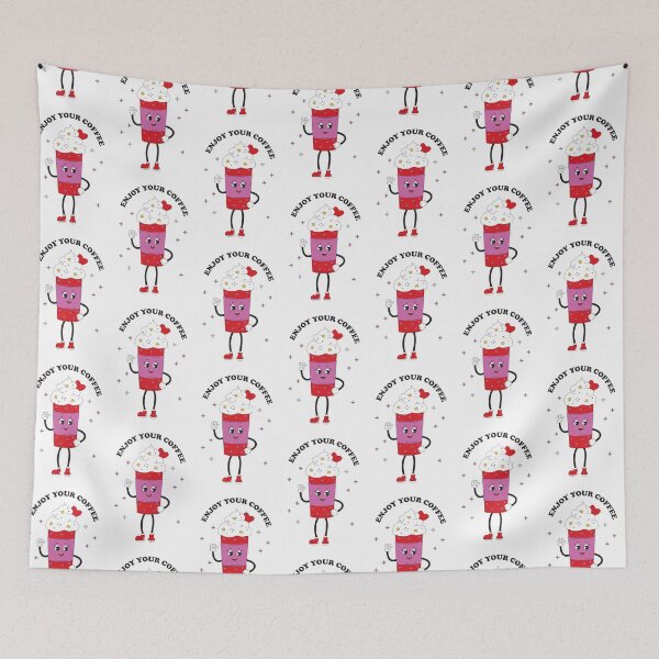 Item preview, Retro happy Coffee Cup with whip mascot - Bright designed and sold by Spitfire July Doodles.