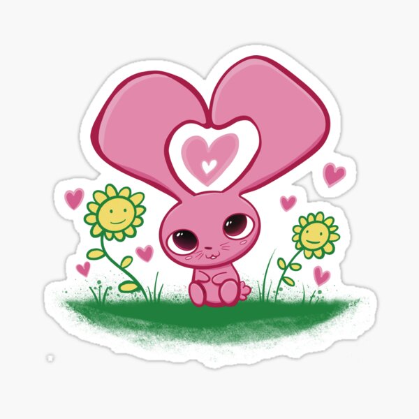 Item preview, Cute Pink Love Bunny Hearts And Smiling Sunflowers designed and sold by SubtleSplit.