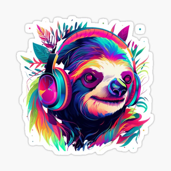 Lazy Sloth Cyberpunk Style Sticker