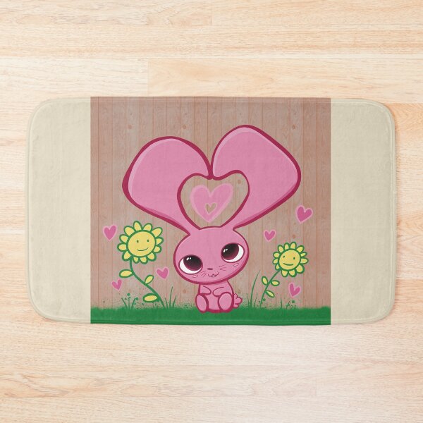 Item preview, Cute Pink Love Bunny Cottage Fence Heart and Sunflowers designed and sold by SubtleSplit.