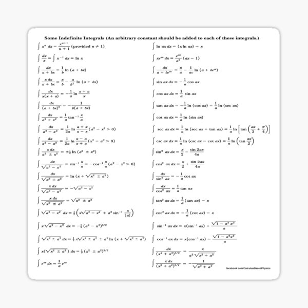 Some #Indefinite #Integrals #IndefiniteIntegral Sticker