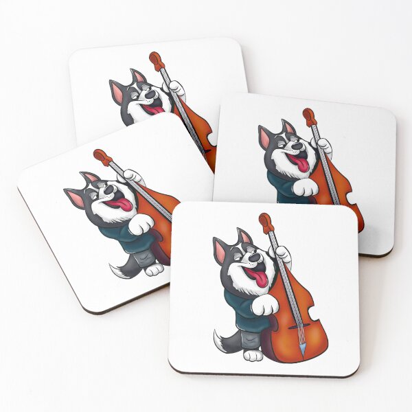 Artikelvorschau, Heiserer Hund, der Jazzbass spielt entworfen und verkauft von Top Dog Tees.