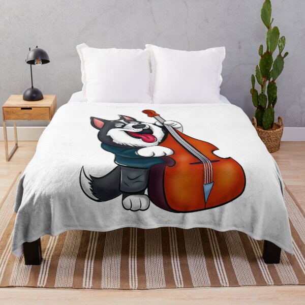 Artikelvorschau, Heiserer Hund, der Jazzbass spielt entworfen und verkauft von Top Dog Tees.