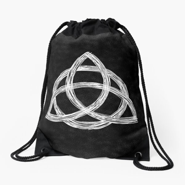 Charmed Sign / Triquetra / Witches Knot / Witch Symbol / Drawing for Spiritual Women Drawstring Bag
