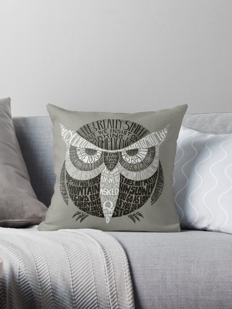 Thumbnail 1 of 3, Throw Pillow, Wise Old Owl Says designed and sold by littleclyde.