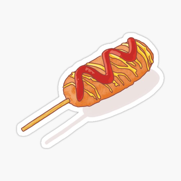 tokkebi gamja hotdog korean style drawing sticker with ketchup