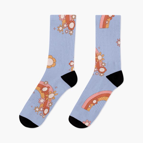 Item preview, Retro flower rainbow pattern - blue designed and sold by Spitfire July Doodles.