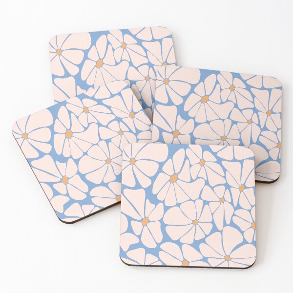 Item preview, Retro Daisy pattern - light blue - no repeat designed and sold by Spitfire July Doodles.