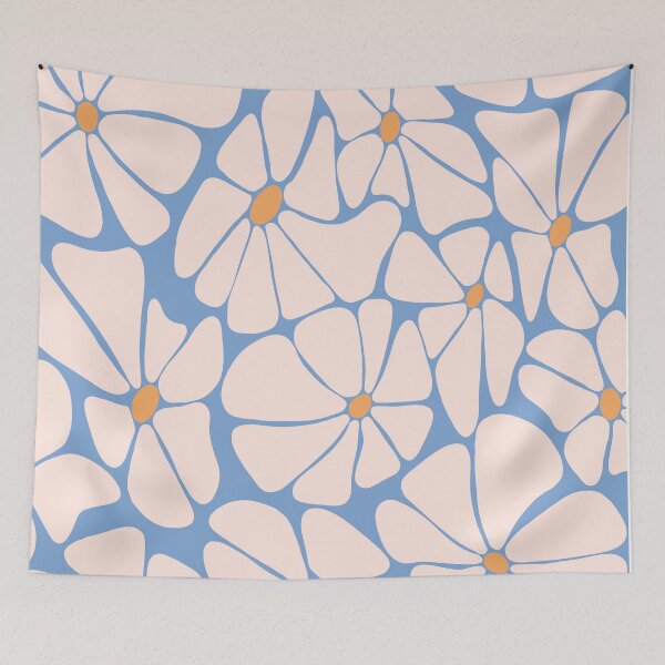 Item preview, Retro Daisy pattern - light blue - no repeat designed and sold by Spitfire July Doodles.