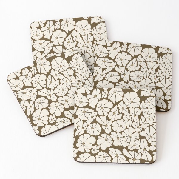 Item preview, Retro Ditsy floral daisy - coffee and cream - repeat designed and sold by Spitfire July Doodles.