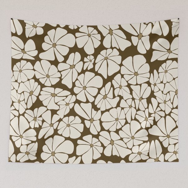 Item preview, Retro Ditsy floral daisy - coffee and cream - repeat designed and sold by Spitfire July Doodles.