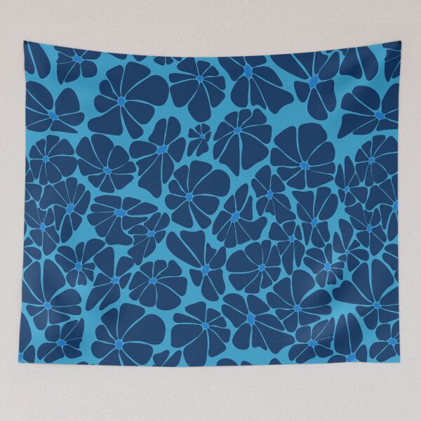 Item preview, Copy of Retro Ditsy floral daisy - blue on blue designed and sold by Spitfire July Doodles.