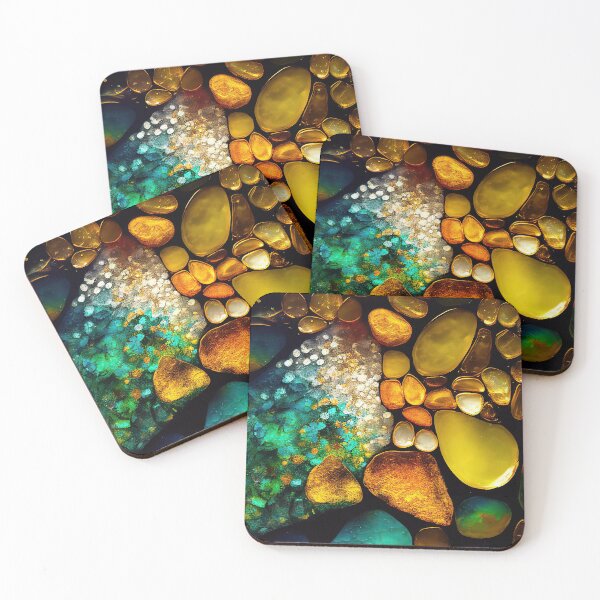 Item preview, Pointillism seaglass golden streams abstract designed and sold by Piotrek0001.