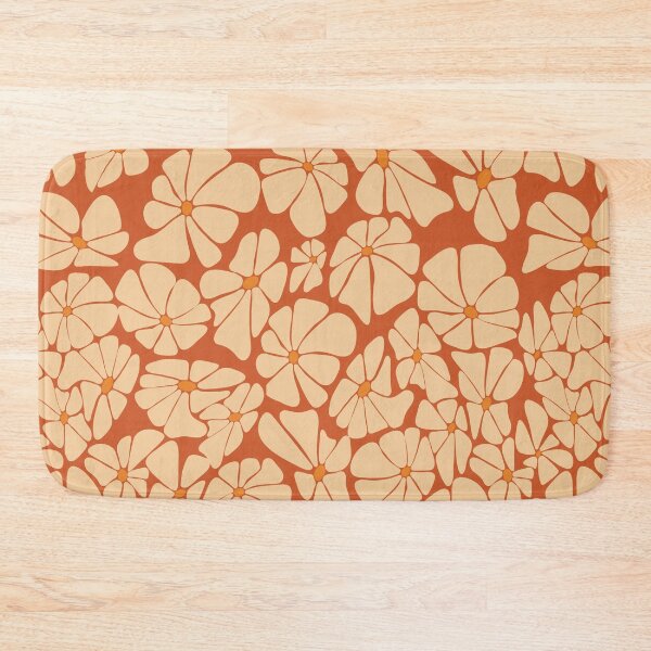 Item preview, Retro Ditsy floral daisy - cream on burnt orange designed and sold by Spitfire July Doodles.
